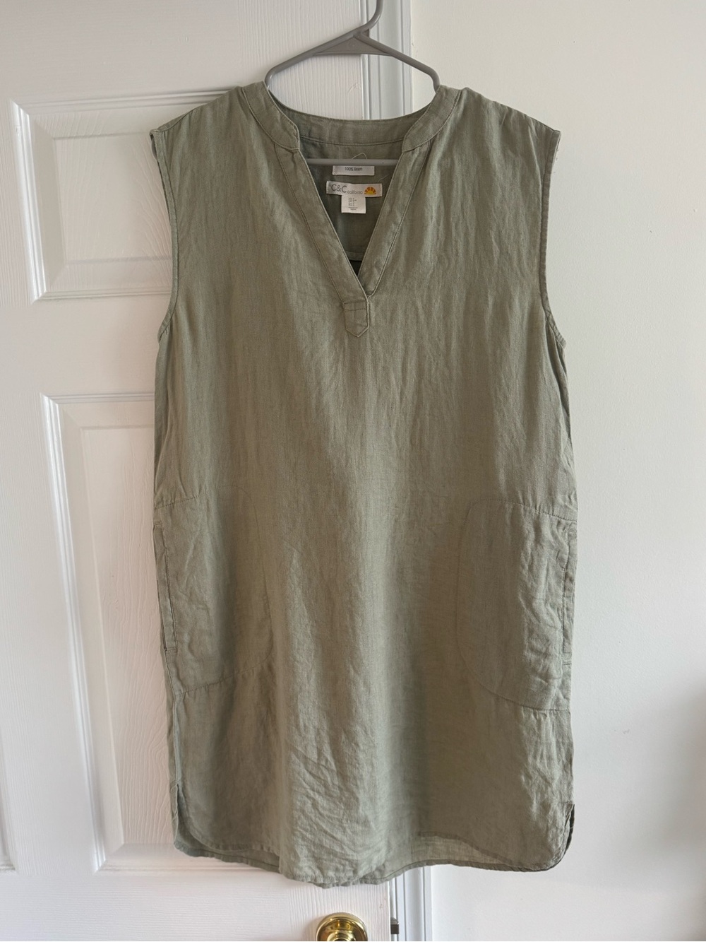 Sleeveless Linen Olive Green Linen Tunic